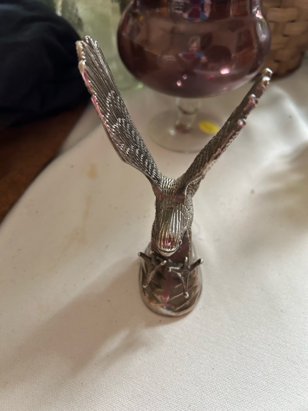 Silver-Tone Eagle Figurine Decorative Statue